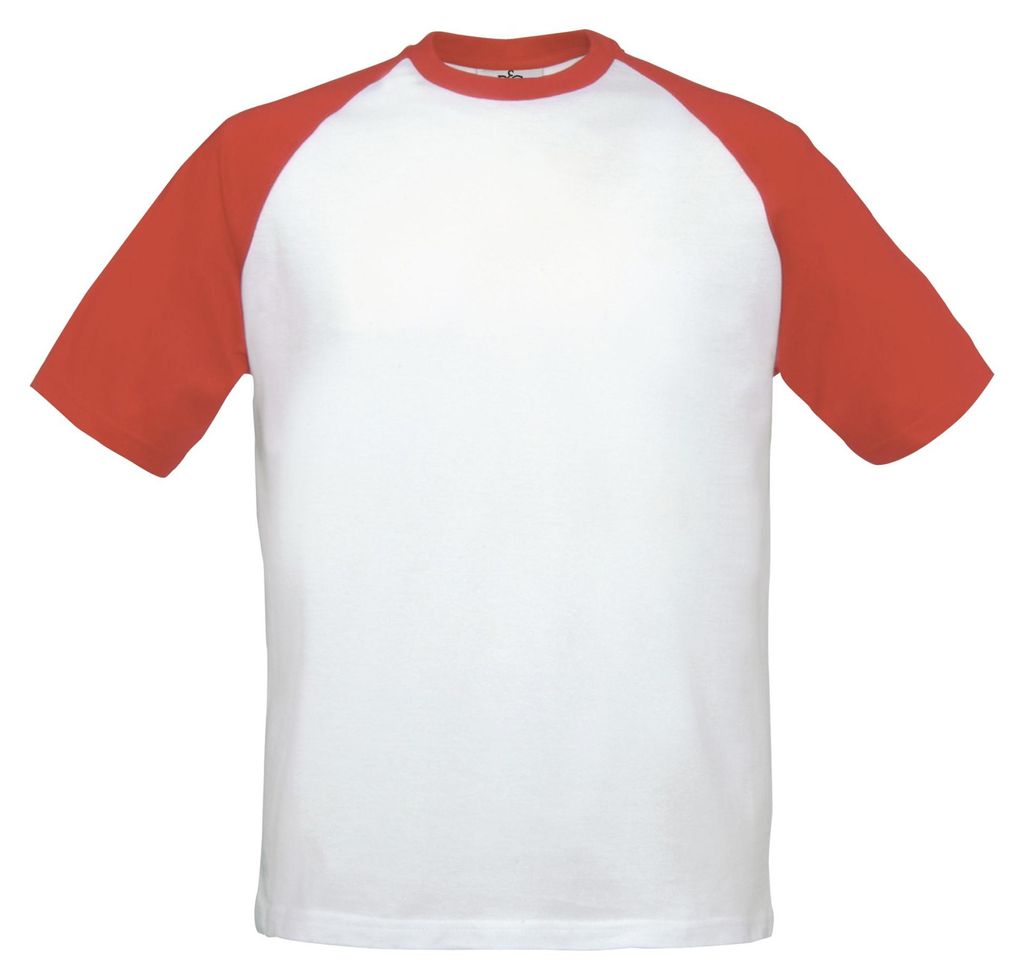 B&C - T-Shirt für Herren/Damen Uni - Baseball FK2038 (XXL) (Weiß/Marineblau)