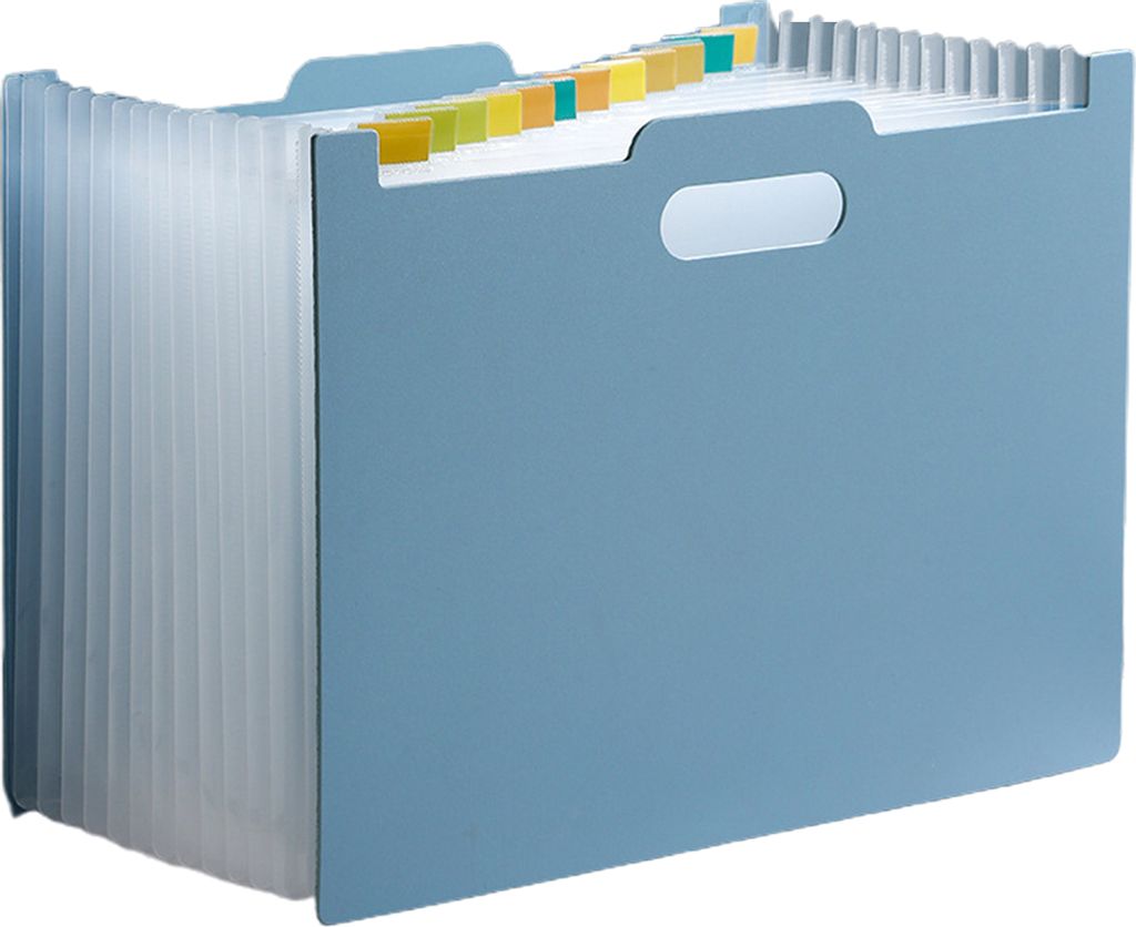 Dateiordner Multi-Pages 13 Taschen Horizontal/vertikal erweiterbarer Prüfungspapier Dokument Akkordeon-Datei Organizer für die Schule-Ein blaues