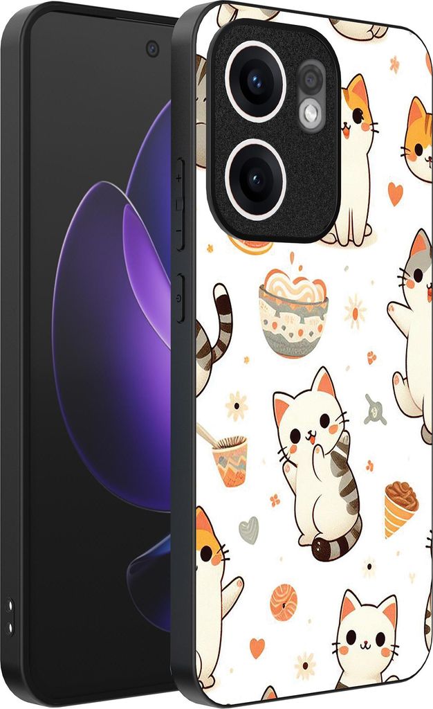 Smartphonica Telefon Fall geeignet für Oppo Reno 13F mit Katze drucken - TPU zurück Abdeckung Fall Katze Design