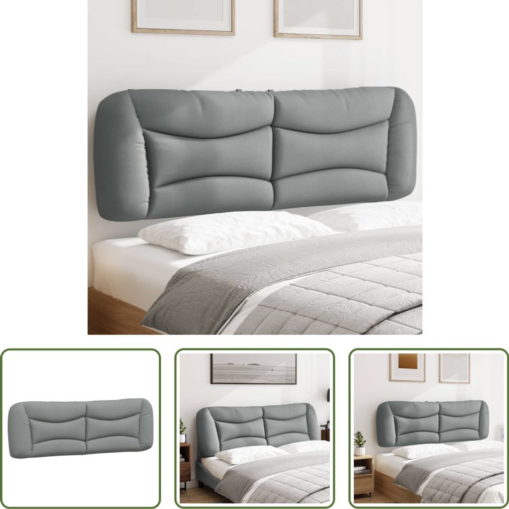 The Living Store Kopfteil-Kissen Hellgrau 160 cm Stoff