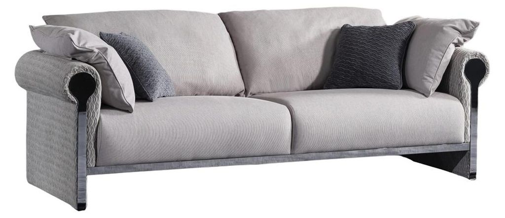 Graues Holz-Textil 3-Sitzer Sofa modern und elegant