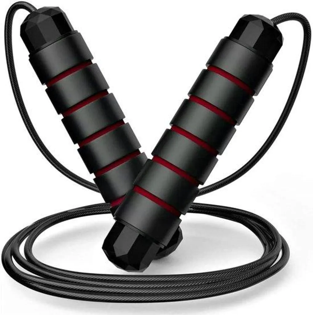 Corde à sauter rouge antidérapante et réglable pour cardio intensif