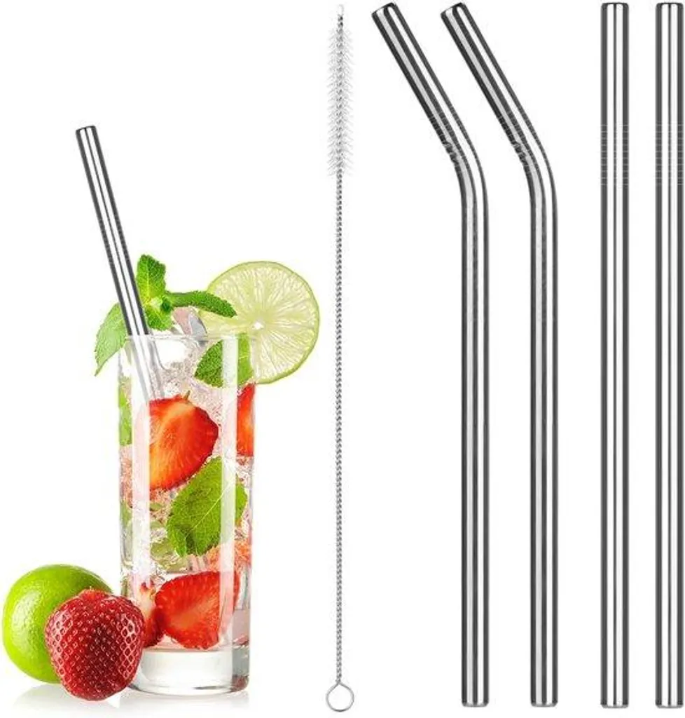 Paille Bubble Tea Inox 10mm Réutilisable Lot de 4 avec Brosse de Entretien