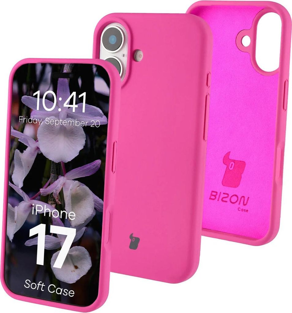 Silikon Handyhülle für iPhone 17, Bizon Soft Case, Dunkelpink