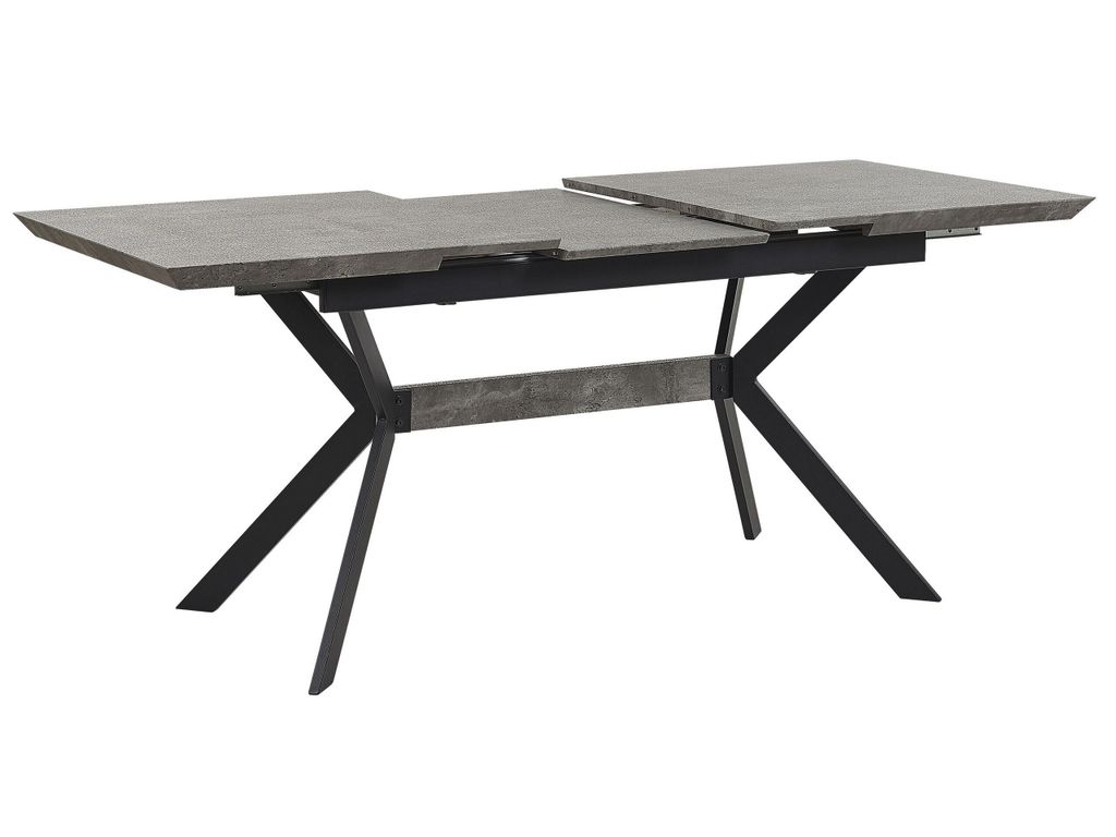 BELIANI Esstisch Grau / Schwarz MDF-Platte Metall für 8 Personen 140 x 80 cm ausziehbar 180 x 80 cm rechteckig Wohnküche Esszimmer Wohnzimmer