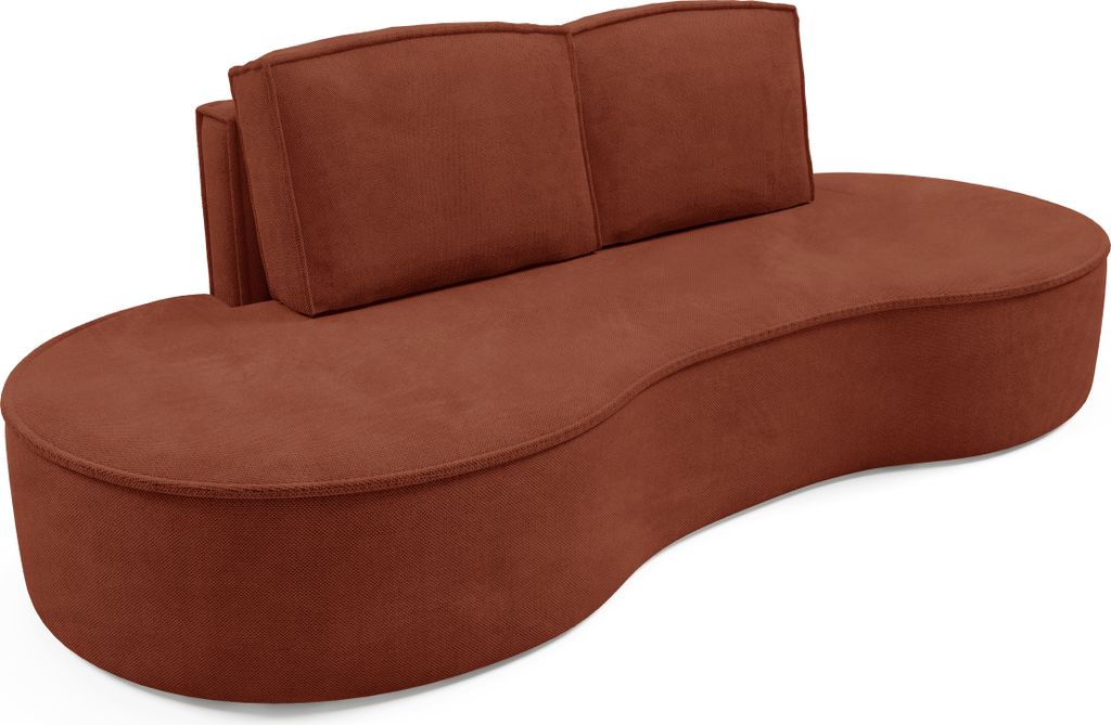 DomoHome Sofa Molly – Freistehendes Halbrunde Ausführung Designsofa mit zwei eleganten abnehmbaren RückenKissen Curio Stoff Größe: 234x101x88...