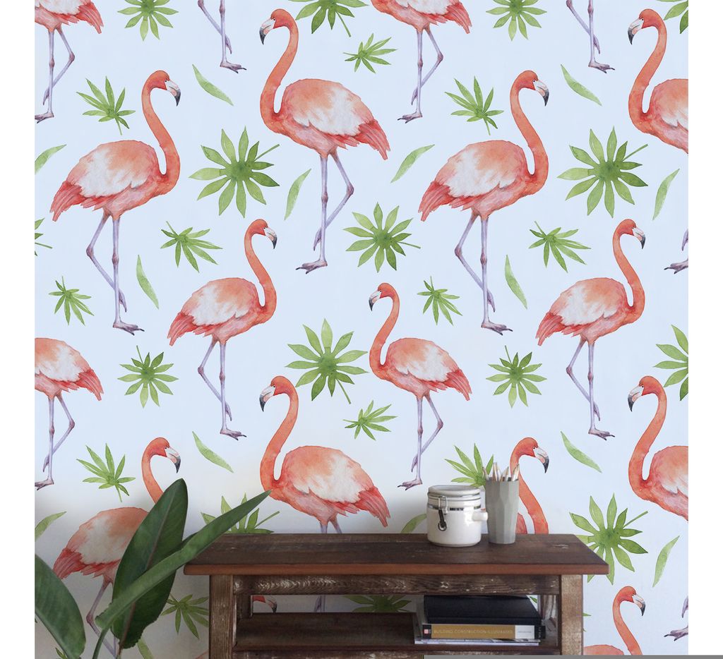 Coloray Fototapete 250x104 cm An Einer Wand Latex Latextapete - Verlässt Flamingo.