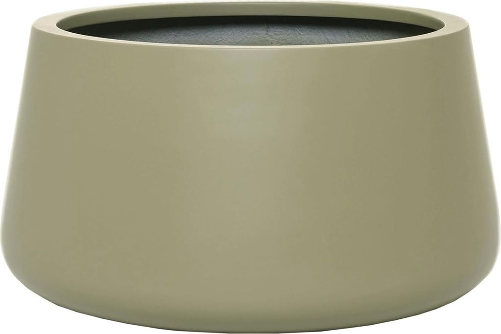 VIVANNO Blumentopf Fiberglas GORDO Rund, Beige matt - 52x29 cm