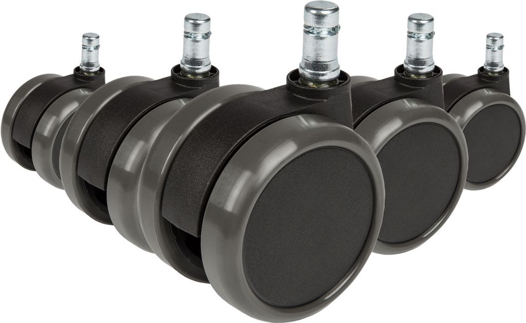 hjh OFFICE Stuhlrollen 5x ROLO 11mm/65mm Ersatz Rollen Bürostuhl für Parkett, Laminat, Fliesen oder Steinboden