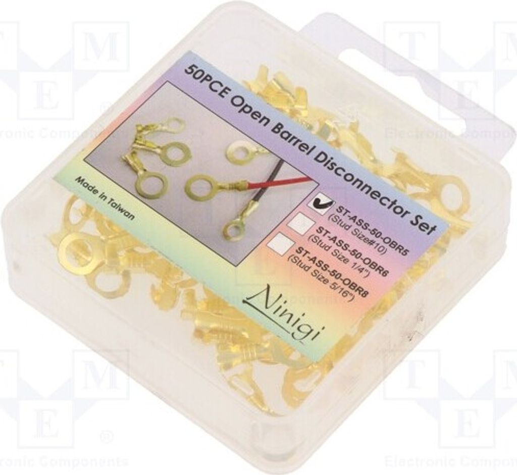 1x Sortiment: Ringkabelschuhe 0,5÷1,5mm2 M5 Messing 50Stk. ST-ASS-50-OBR5 isolier