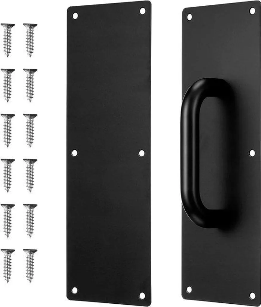 Plaque de propreté noire en inox pour poignée de porte bâtiment public