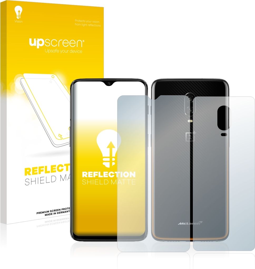 upscreen Schutzfolie für OnePlus 6T McLaren (Vorder + Rückseite) Folie Matt Entspiegelt Anti-Reflex