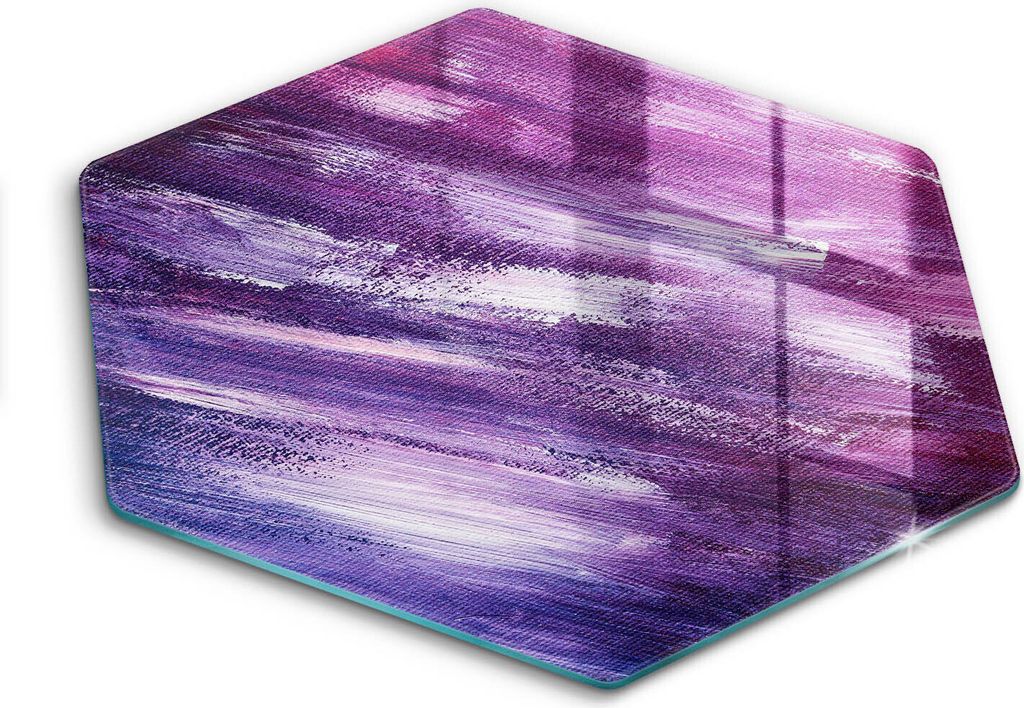 Glasschneideplatte - Herdabdeckplatte - Hexagon 40 cm -Schneidebrett - Spritzschutz - Abstraktion malen