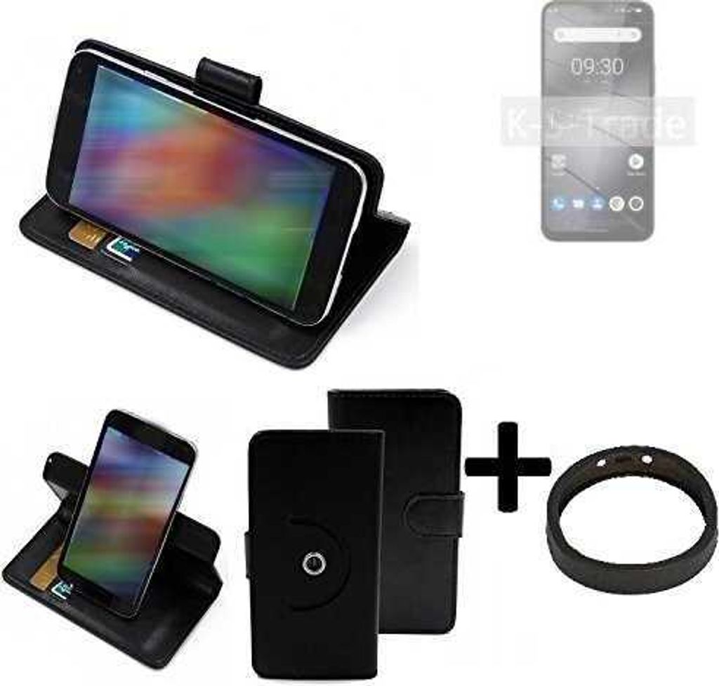 K-S-Trade Case Schutz Hülle kompatibel mit Gigaset GS5 Lite + Bumper Handy Hülle Flipcase Smartphone Cover Handy Schutz Tasche Walletcase schwarz