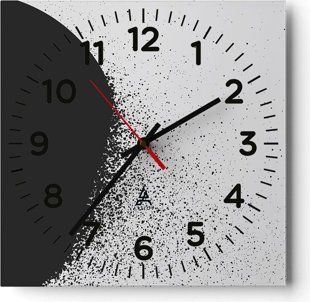 Wanduhr - Quadrat - Glasuhr - Abstraktion Schwarzweiß Geometrie - 30x30cm - Schleichendes Uhrwerk - Lautlos - zum Aufhängen bereit - Dekoration M...