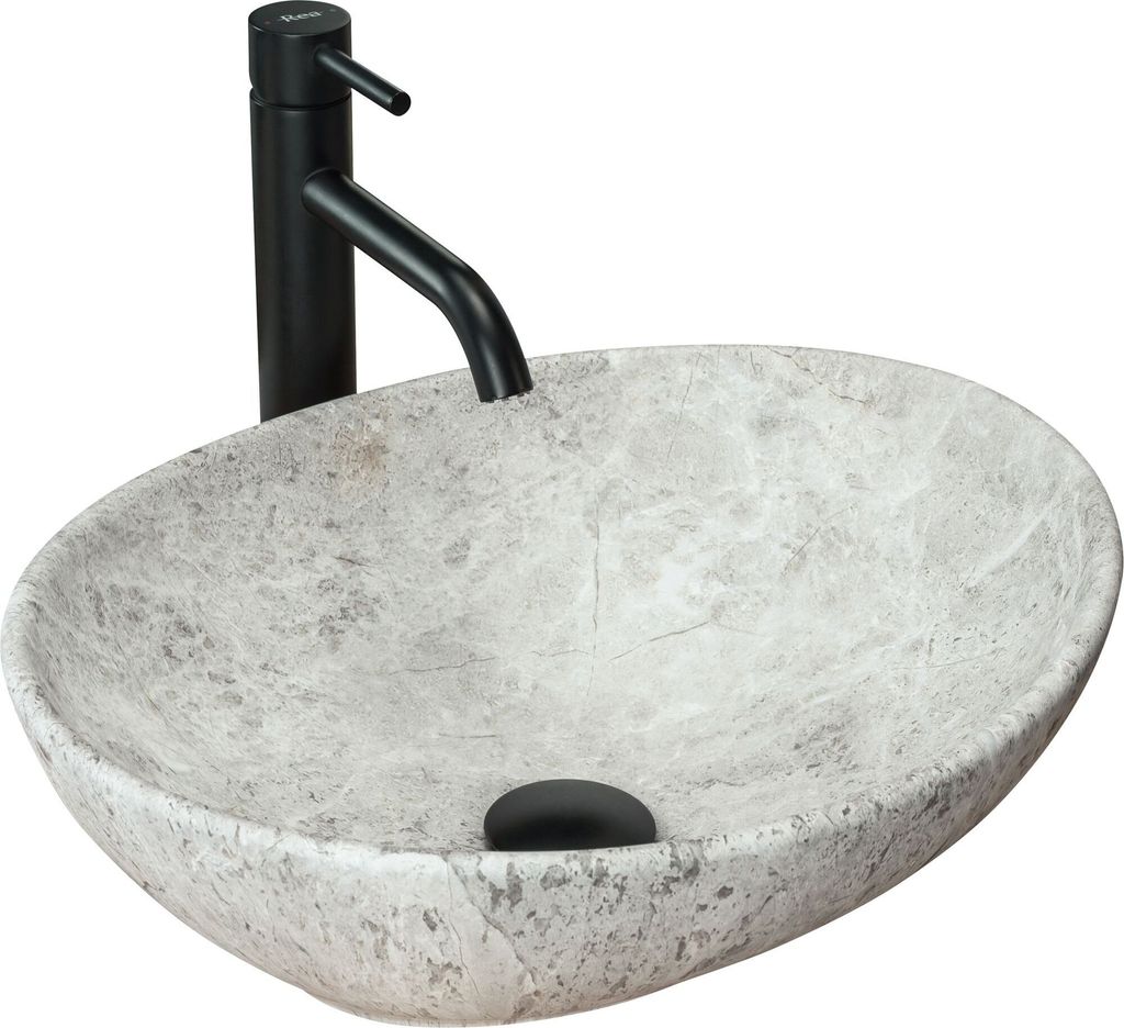 Rea Aufsatzwaschbecken Sofia Light Stone Oval Grey Produktbild 