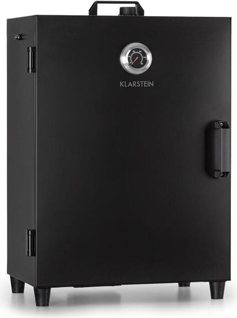 Klarstein Flintstone - Räucherschrank,Räucherofen, Black Stainless Steel, 1600 Watt, regelbarer Thermostat, integriertes Thermometer, 3 Räucherr...