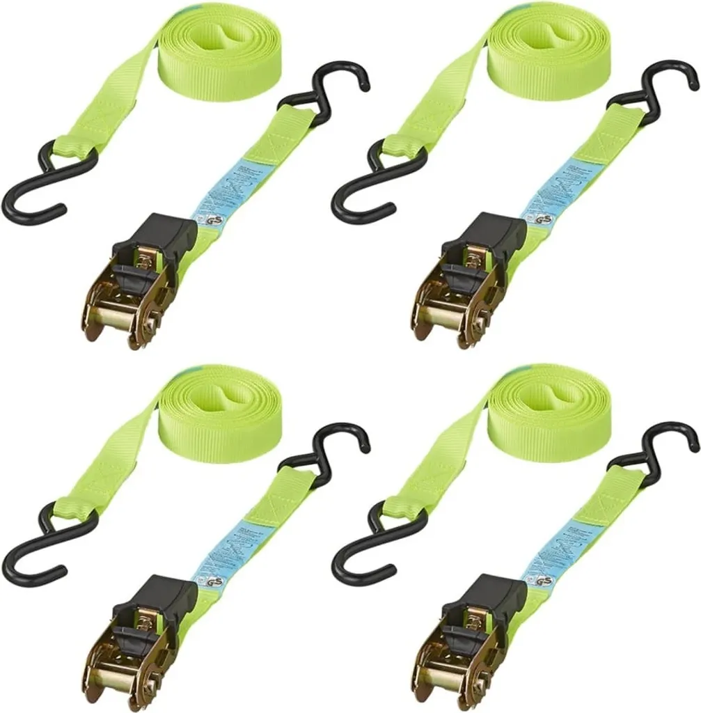 Sangle d'arrimage à cliquet avec 2 crochets 5m - Lot de 4 pièces pro
