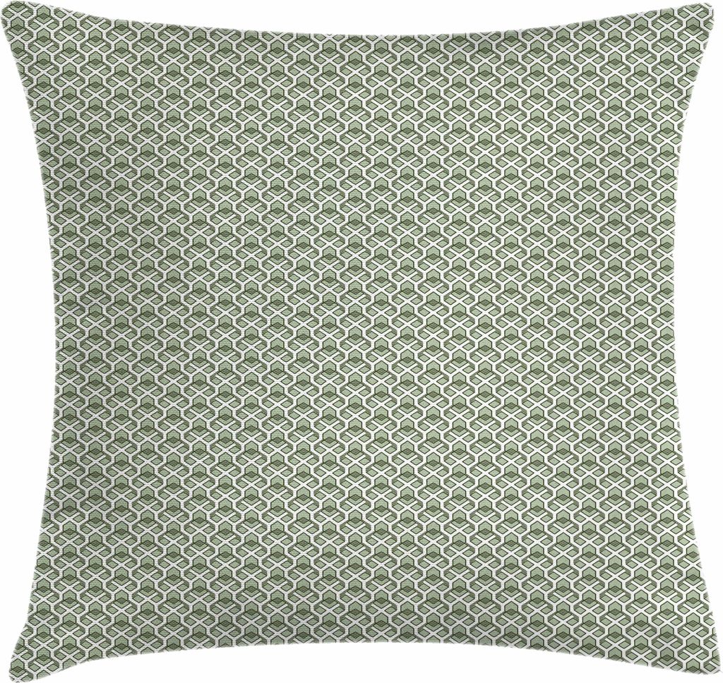 ABAKUHAUS Geometrisch Kissenbezug, Abstrakte Rauten und Streifen-einfarbige Zusammensetzungs-Weinlese-Inspirationen, 50 x 50 cm, Pale Sage Grün