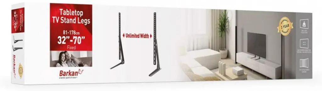 Support TV de Table Universel Noir Réglable pour Écran 81 cm à 178 cm - 2