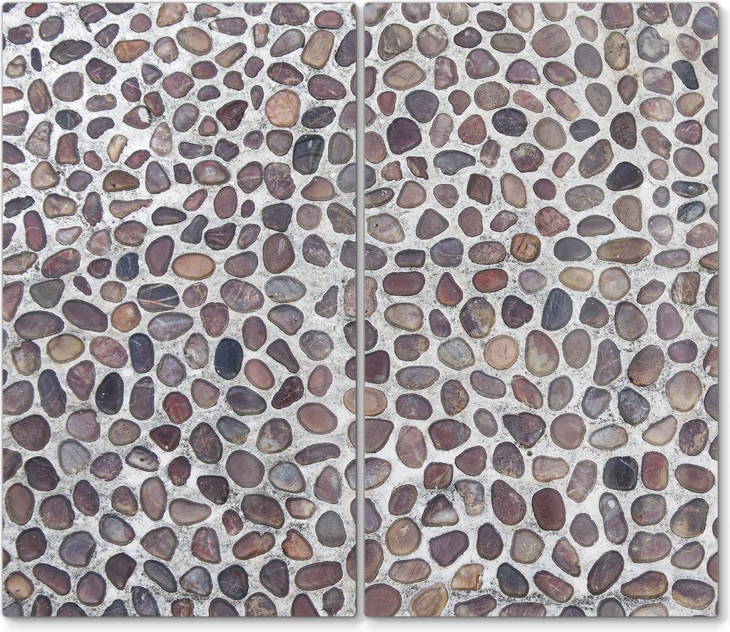 DEQORI Herdabdeckplatte Glas 2-tlg 'Harmonie in Steinmosaik' Abdeckplatte Küche Glaskeramikkochfeld Herd