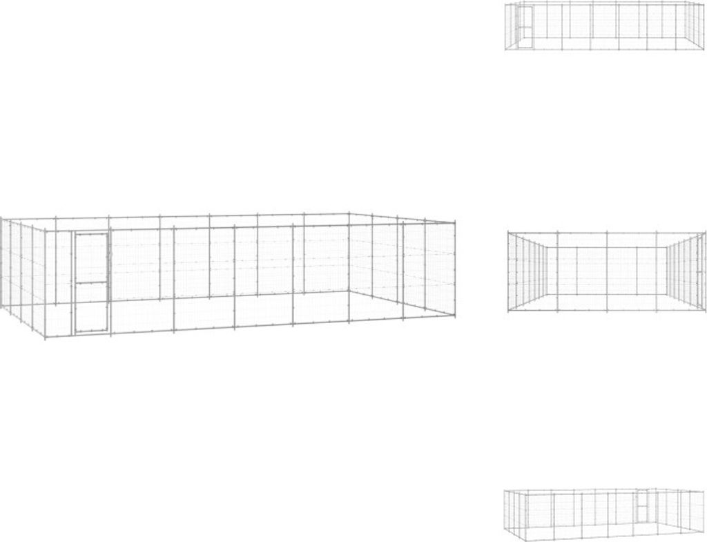 vidaXL Outdoor-Hundezwinger Verzinkter Stahl 33,88 m² - Hundezwinger & -ausläufe