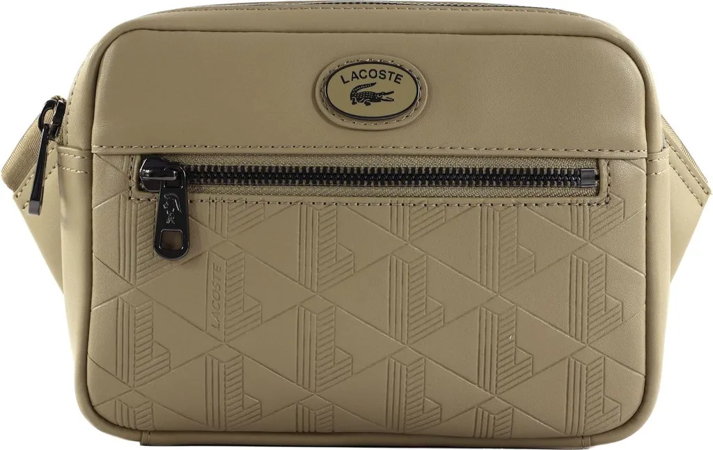 Petit Sac Reporter Lacoste Monogramme Marron Viennois à Bandoulière
