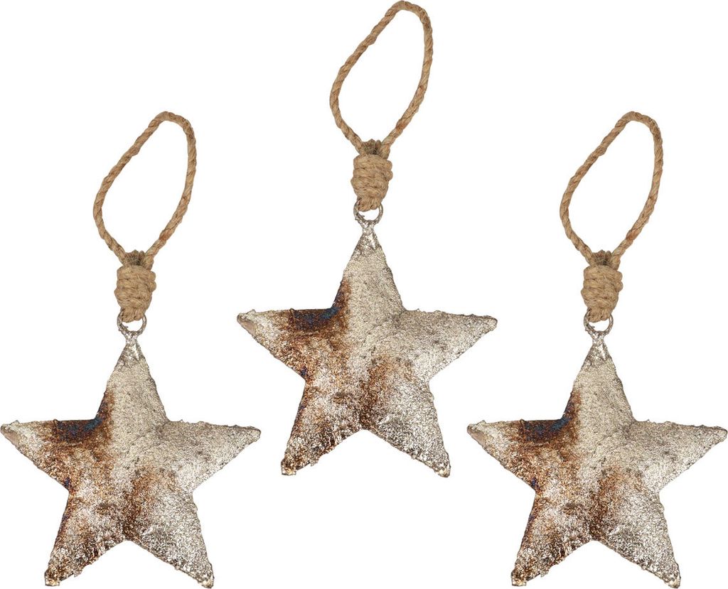 Hängedeko Weihnachtsdeko Stern Christbaumschmuck Metall Silber 11cm 3er Set, 3 Stück