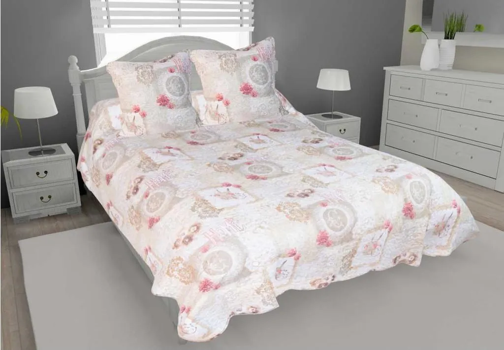 Dessus de lit microfibre et ses taies assorties - Jeté de lit matelassé