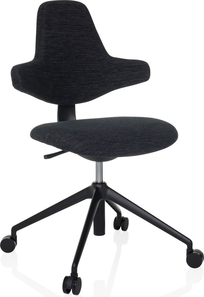 hjh OFFICE Profi Bürostuhl PALIANO Ergonomischer Schreibtischstuhl ohne Armlehnen Stoff Schwarz Drehstuhl für Büro, Zuhause