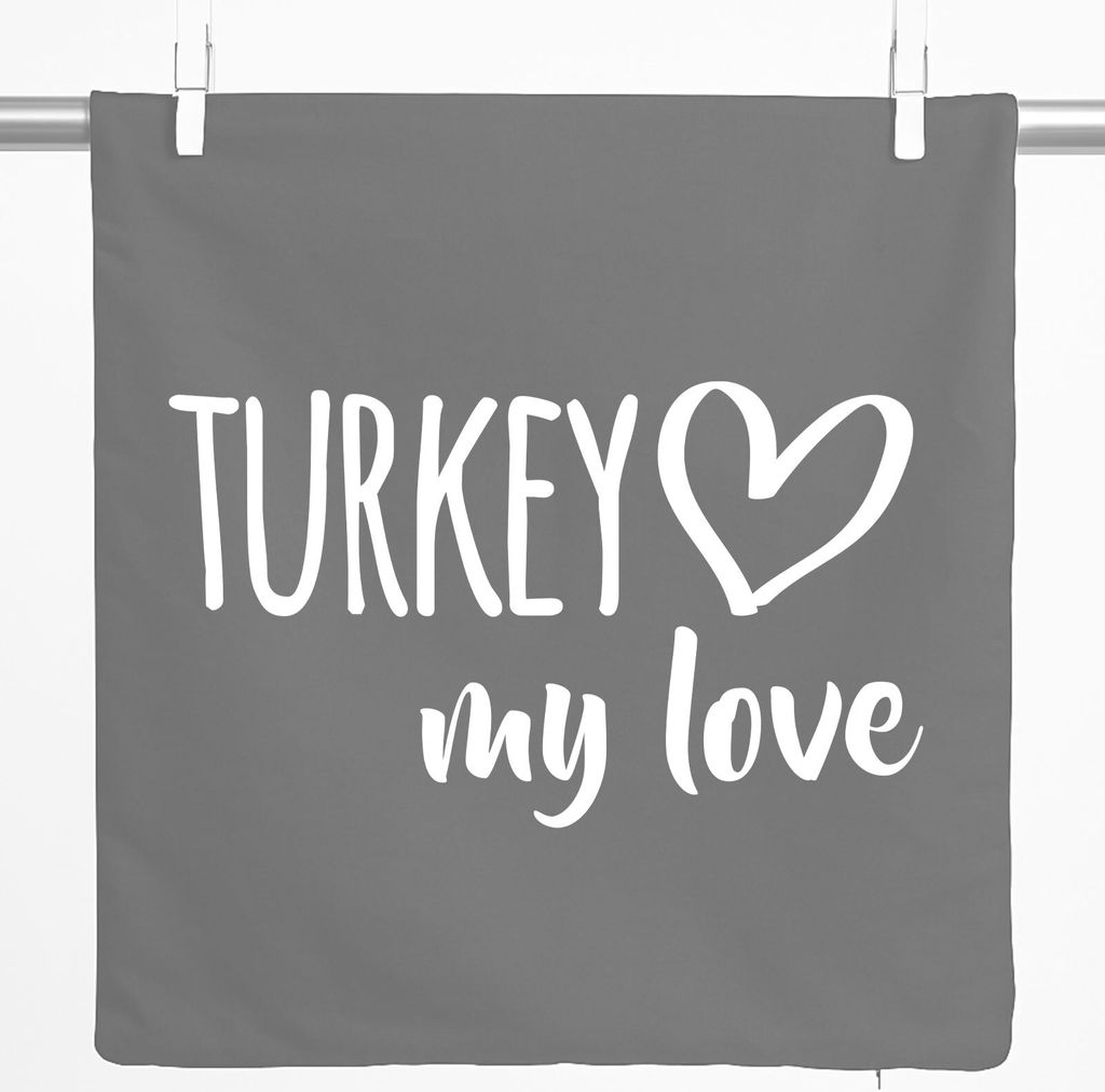 Huuraa Kissenbezug Turkey my love 40x40cm Steel Grey Baumwolle Dekokissenbezug Geschenkidee
