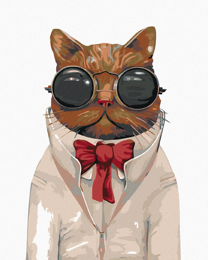 Quadro Diamanti Zuty Gatto Chic 40x50 Telaio Incluso - Arte Fai da Te