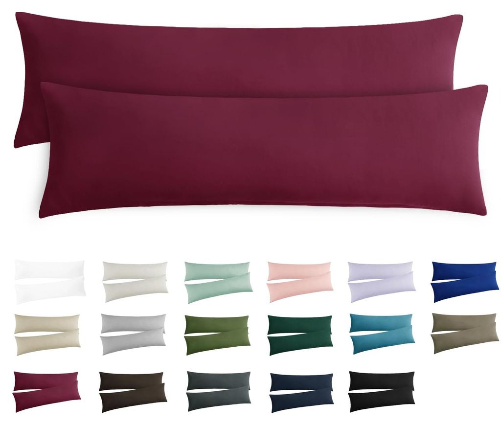 Kissenbezug 40x145 Rot, 2er-Pack – -er Kissenbezug für Seitenschläfer, 40 x 145 cm, bordeauxrot mit Reißverschluss, aus Mikrofaser, Kissenbezu...