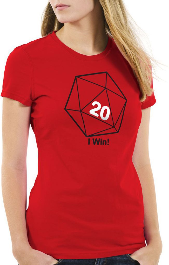 style3 Sheldon W20 Würfel Damen T-Shirt, Farbe:Rot, Größe:XS