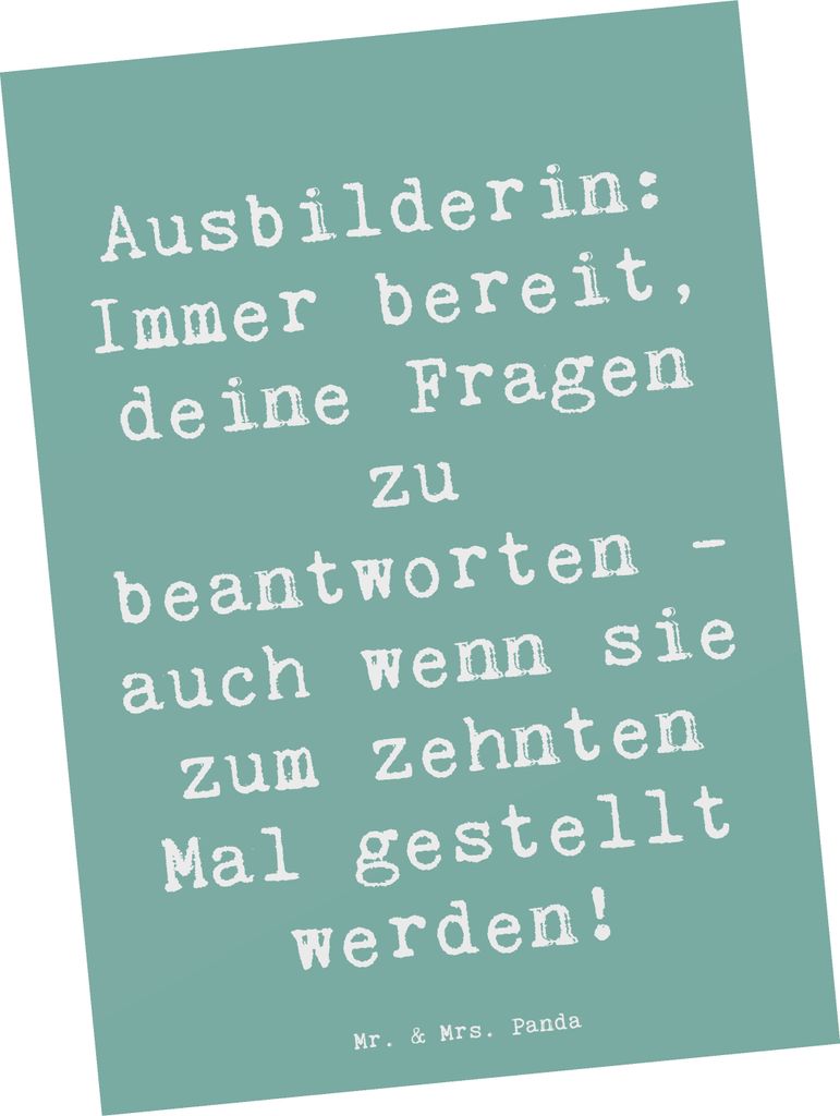 Mr. & Mrs. Panda Postkarte Spruch Ausbilderin Geduld - Produktbild 