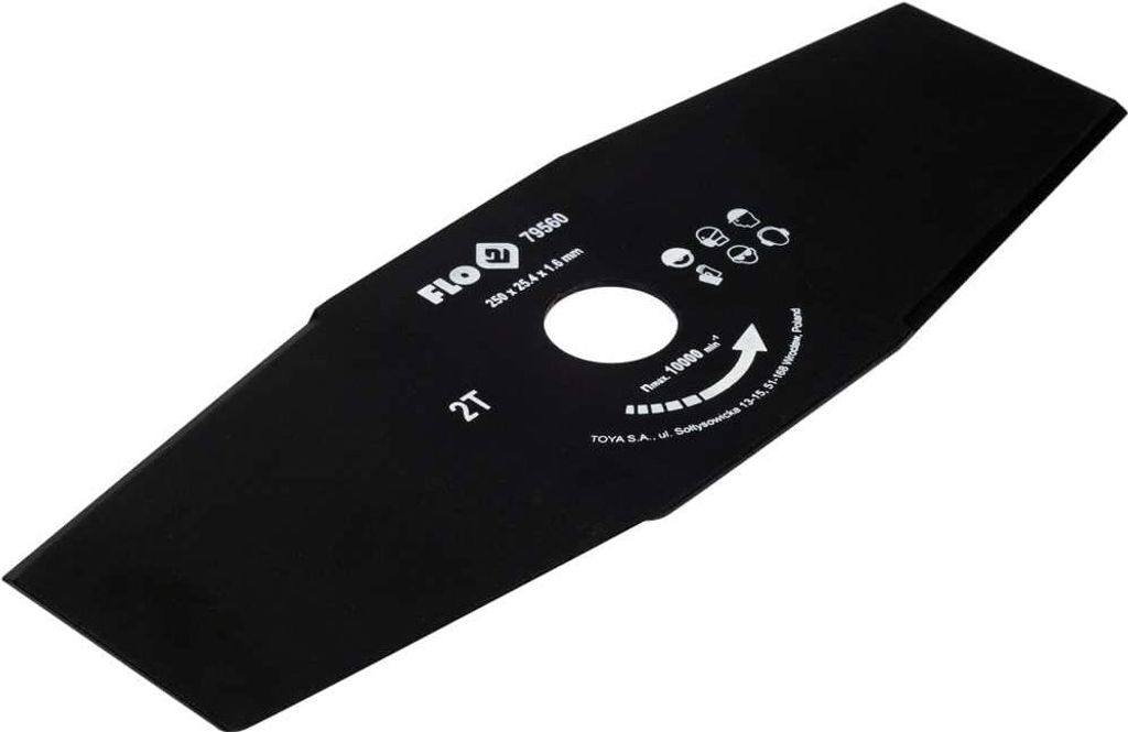 Flo Dickichtmesser für Motorsense, Durchmesser: 255 mm (25,5 cm), Aufnahme: 25,4 mm, 2-armig, aus massivem Kohlenstoffstahl, stabil scharf langleb...