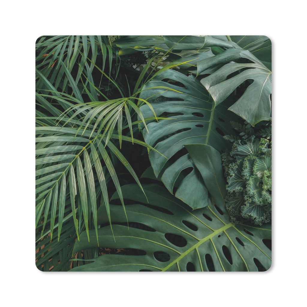 MuchoWow Mauspad Mousepad Pflanzen - Dschungel - Blätter - Tropisch 20x20 cm - Mousepads - Maus Mat - Pad - Mausunterlage - Desk Mat - Bureauart...