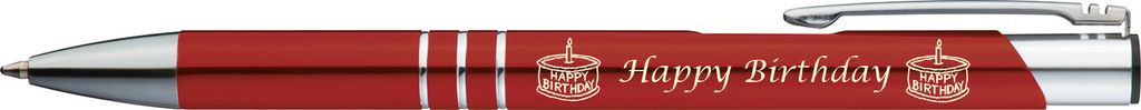 5 Kugelschreiber mit Gravur "Happy Birthday" / aus Metall / Farbe: rot