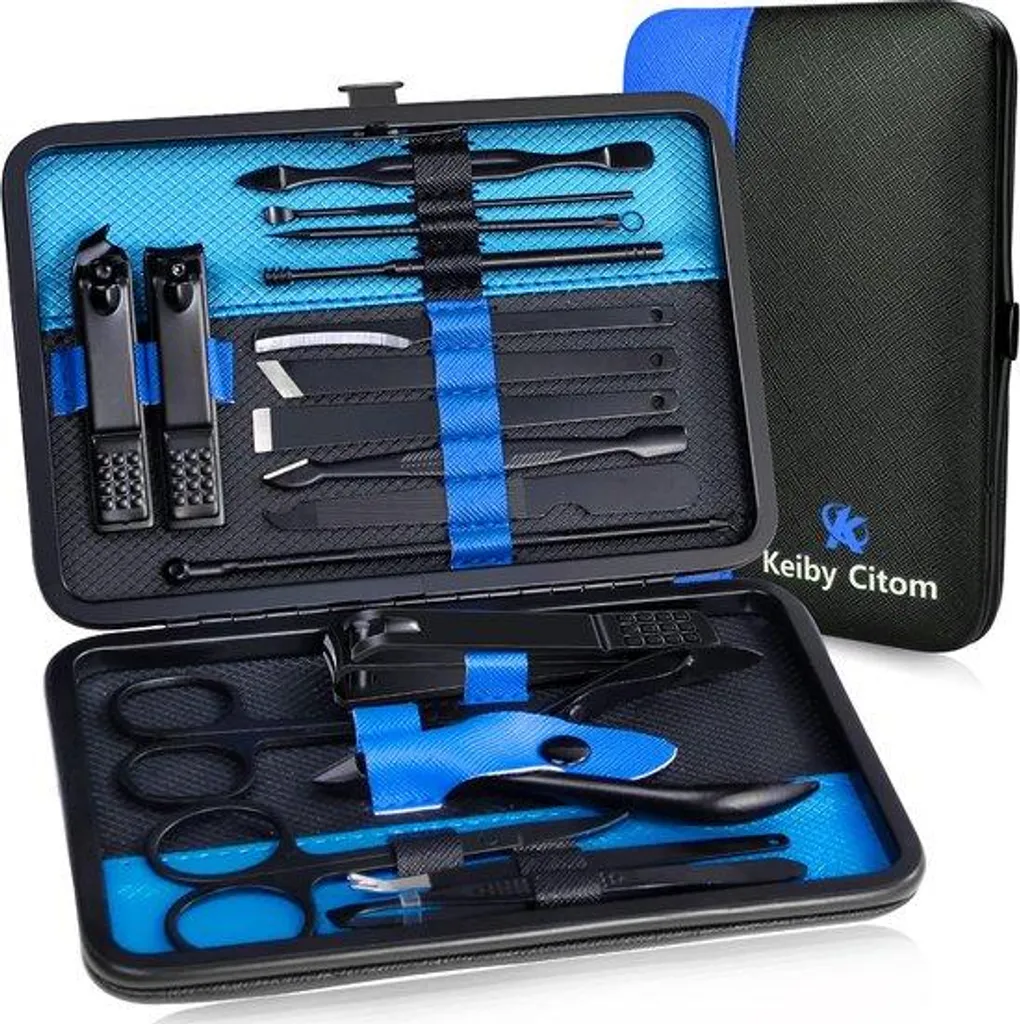 Dites adieu aux ongles cassés avec ce kit manucure 18 pièces inox bleu