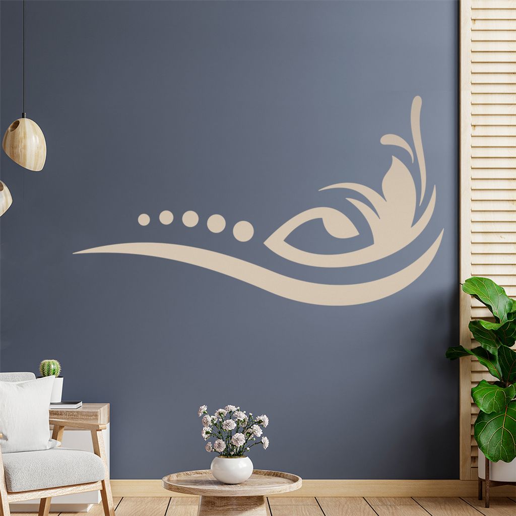 Blume - Linien Punkte Wandtattoo in 6 Größen - Wandaufkleber Wall Sticker - Dekoration, Küche, Wohnzimmer, Schlafzimmer, Badezimmer