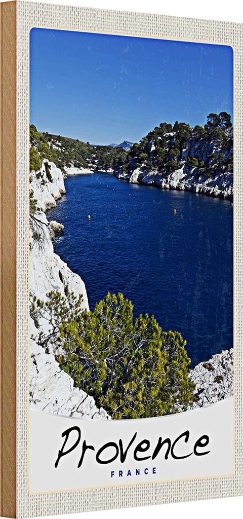 Holzschild Reise 20x30cm Provence Frankreich Meer Gebirge