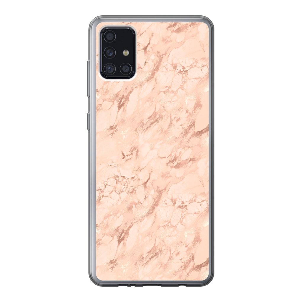 MuchoWow Handyhülle Schutzhülle Hülle für Samsung Galaxy A52 5G Marmor - Roségold - Muster - Luxus Silikon Softcase Handy Hülle - Umschlag