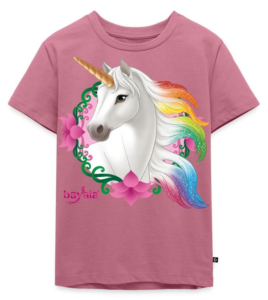Spreadshirt Schleich Bayala Regenbogeneinhorn Stute Kinder Premium T-Shirt, 110/116 (4 Jahre), Mauve
