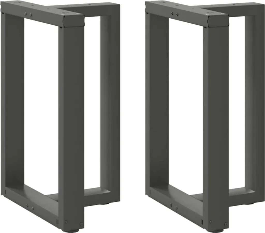 Set 2 Gambe Tavolo Acciaio Grigio Antracite 60x35x72cm Hommie