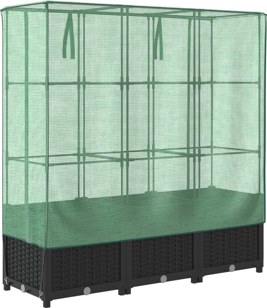 vidaXL Hochbeet mit Gewächshaus-Aufsatz Rattan-Optik Produktbild 