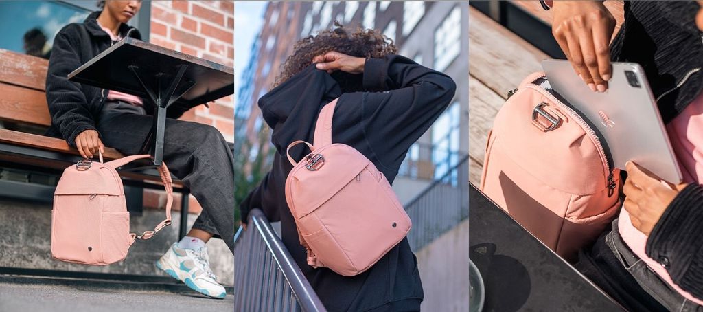 Pacsafe Sac à dos saumon pour femme - Citysafe CX ECONYL® Backpack Petite Rose 214586 saumon