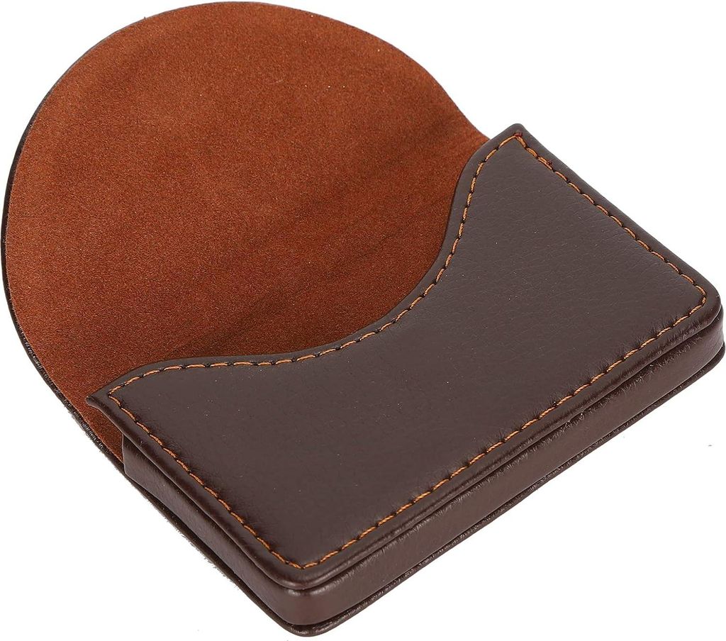 Visitenkartenhalter aus rutschfestem Leder für 15-20 Visitenkarten - 9,9 x 6,3 x 1,5 cm (braun)