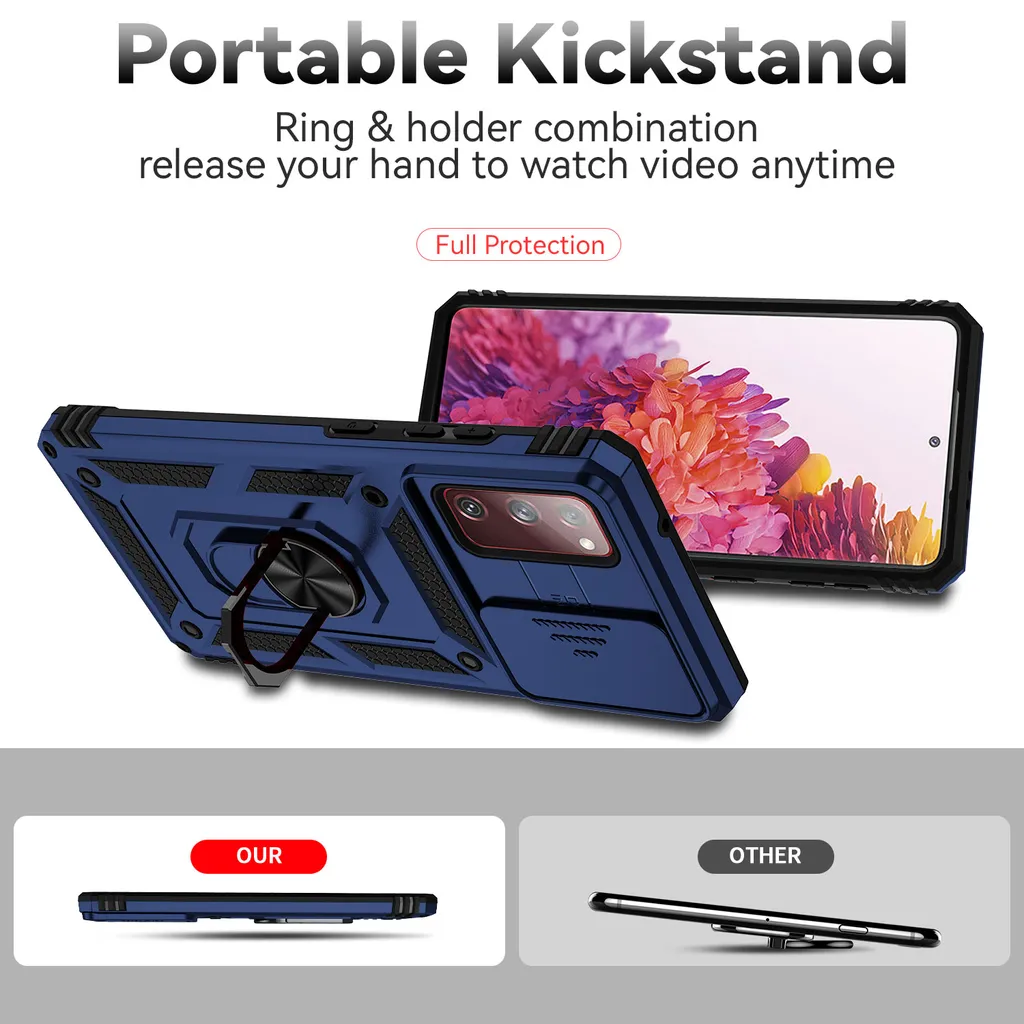 Cover Samsung S20 FE Rugged Blu: Supporto Auto e Privacy Camera - 5