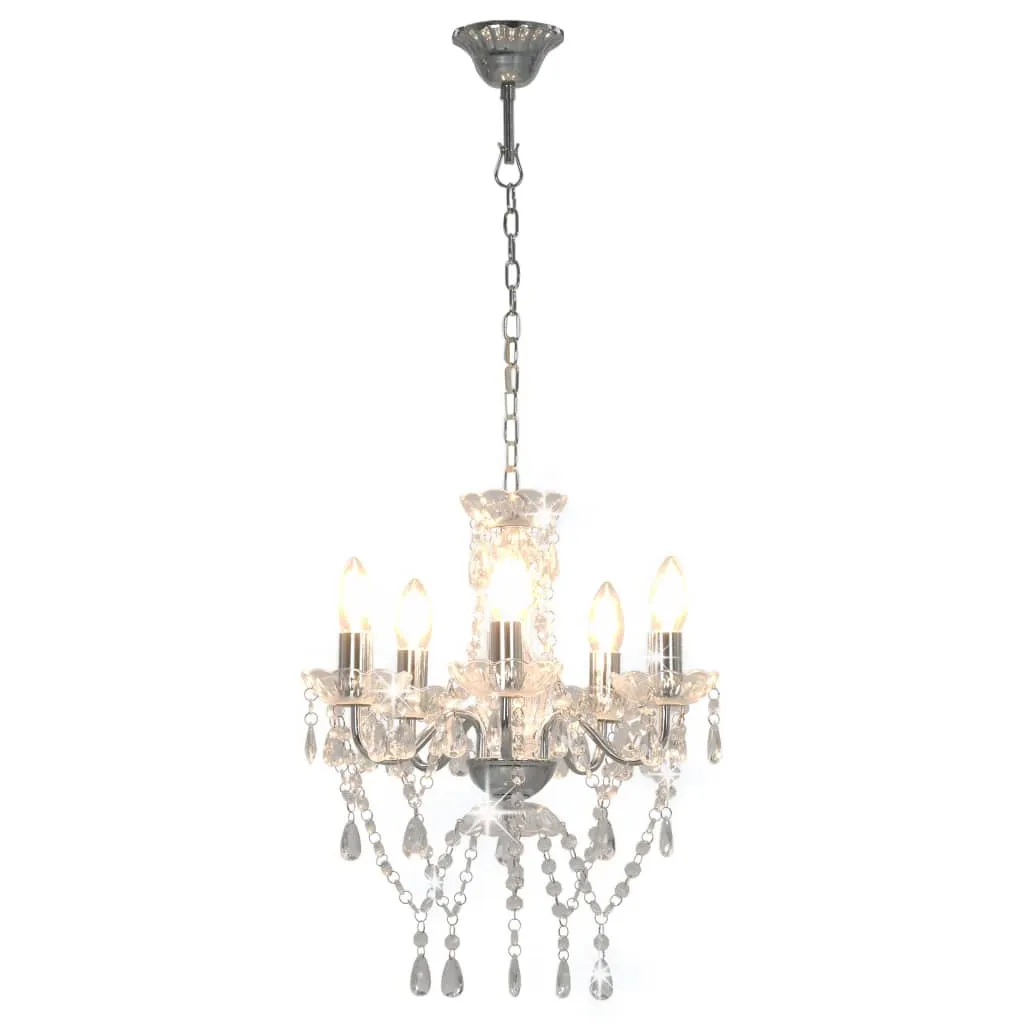 Lustre en perles de cristal argenté 5 x E14 vidaXL pour salle à manger