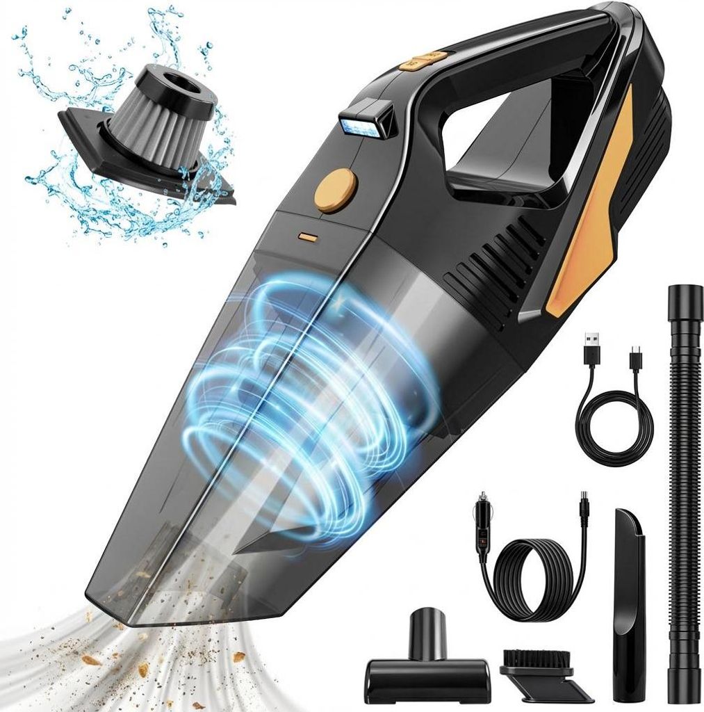 Handstaubsauger, 8000 Pa starke Saugkraft, , Doppel-HEPA waschbar, kabellos Staubsauger für Auto, Möbel & Böden